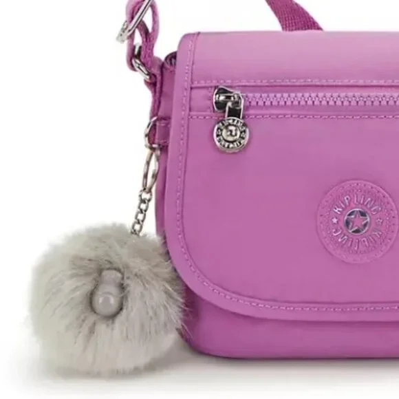 Kipling Sabian Mini Crossbody Bag Nylon Playfull Pink Adjustable Strap Purse - Picture 6 of 6
